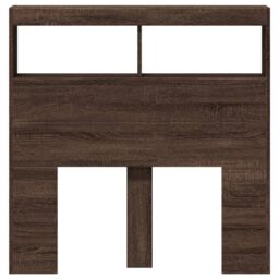 Berkfield Home Headboard Cabinet with LED Brown Oak 100x17x102 cm - Size: 100 x 17 x 102 cm - thumbnail 6