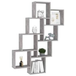 Berkfield Home Wall Cube Shelf Concrete Grey 90x15x119 cm Engineered Wood - Size: 90 x 15 x 119 cm - thumbnail 3