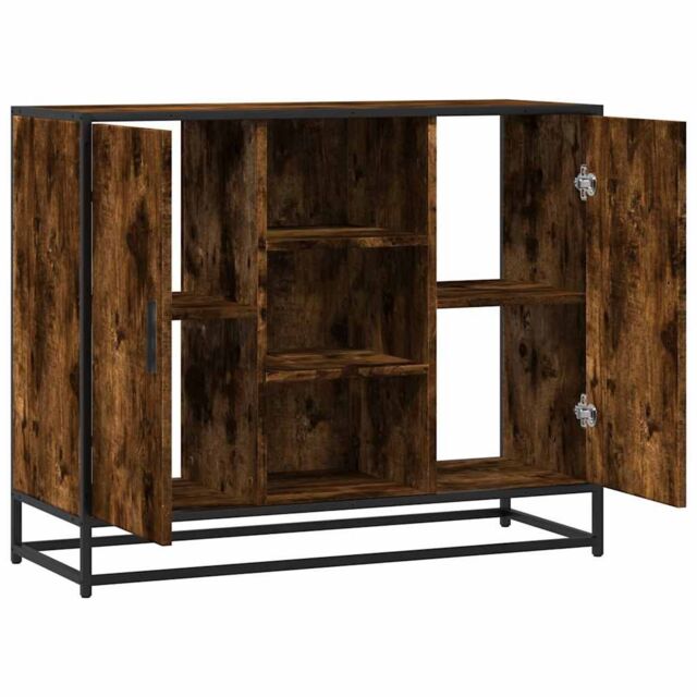 Berkfield Home Sideboard Smoked Oak 92x35x76 cm Engineered Wood in Brown - Size: 92 x 35 x 76 cm - image 1