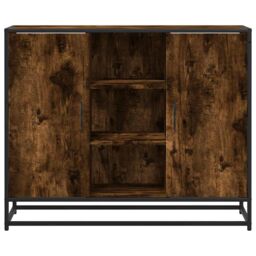 Berkfield Home Sideboard Smoked Oak 92x35x76 cm Engineered Wood in Brown - Size: 92 x 35 x 76 cm - thumbnail 4