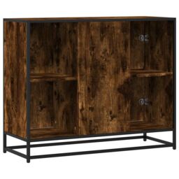 Berkfield Home Sideboard Smoked Oak 92x35x76 cm Engineered Wood in Brown - Size: 92 x 35 x 76 cm - thumbnail 6