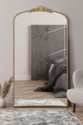 "MirrorOutlet Gold Metal Framed Arched Wall Mirror 68"" X 38"" (174CM X 96CM) - Size: 1 Pack" - thumbnail 1