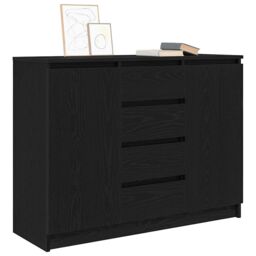 Berkfield Home Sideboard with Drawers Black Oak 100.5x35x76 cm Engineered Wood - thumbnail 4