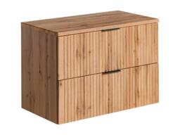 Vente-unique Wall-Mounted Ribbed Vanity Unit With Top - Light Natural Colour - L80 in Light Oak - thumbnail 4