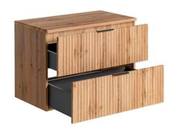 Vente-unique Wall-Mounted Ribbed Vanity Unit With Top - Light Natural Colour - L80 in Light Oak - thumbnail 5