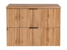 Vente-unique Wall-Mounted Ribbed Vanity Unit With Top - Light Natural Colour - L80 in Light Oak - thumbnail 3