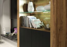 Creative Furniture Spectrum Display Cabinet 170cm with Glass Shelves & LED Lights in Brown - thumbnail 5