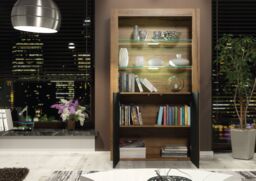 Creative Furniture Spectrum Display Cabinet 170cm with Glass Shelves & LED Lights in Brown - thumbnail 6