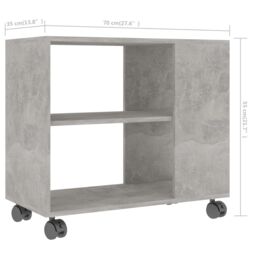 Berkfield Home Side Table Concrete Grey 70x35x55 cm Engineered Wood - Size: 70 x 35 x 55 cm - thumbnail 6