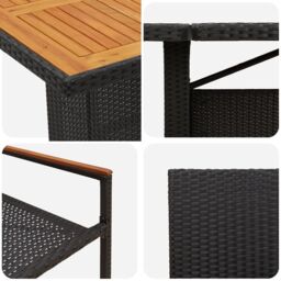 Berkfield Home 11 Piece Garden Dining Set Black Poly Rattan - thumbnail 9