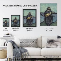 "Artery8 Harald Giersing Mandolin Player Abstract Portrait Wall Art Print in Blue - Size: W12"" x H16""" - thumbnail 3