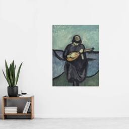 "Artery8 Harald Giersing Mandolin Player Abstract Portrait Wall Art Print in Blue - Size: W12"" x H16""" - thumbnail 4