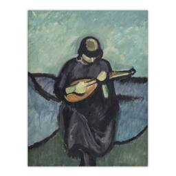 "Artery8 Harald Giersing Mandolin Player Abstract Portrait Wall Art Print in Blue - Size: W12"" x H16""" - thumbnail 1