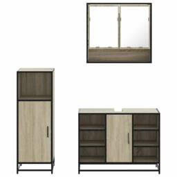 Berkfield Home Durable 3 Piece Bathroom Furniture Set Sonoma Oak Engineered Wood in Natural - thumbnail 5