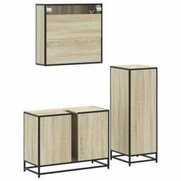 Berkfield Home Durable 3 Piece Bathroom Furniture Set Sonoma Oak Engineered Wood in Natural - thumbnail 8