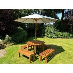 Charles Taylor Eight Seater Garden Furniture Round Table Set - L230xW230xH80 cm in Light Brown - thumbnail 2