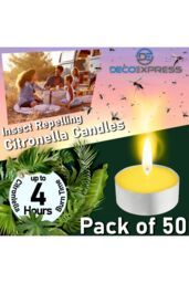 Deco Express Citronella Candles 4 Hours Pack of 50 in Yellow - thumbnail 3