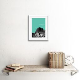 "Artery8 Wall Art Print Grassmarket Edinburgh Scotland Scottish Landmark Teal Framed Art in White - Size: W7"" x H9""" - thumbnail 2