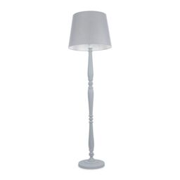 ValueLights Victoria White Wood Traditional Stem Floor Lamp with Fabric Tapered Shade in Grey - thumbnail 2
