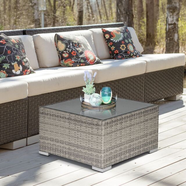 OUTSUNNY Outdoor Garden Furniture Rattan Single Middle Sofa w/ Cushions in Grey - image 1