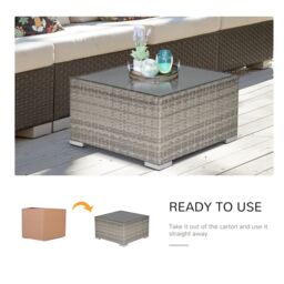 OUTSUNNY Outdoor Garden Furniture Rattan Single Middle Sofa w/ Cushions in Grey - thumbnail 4