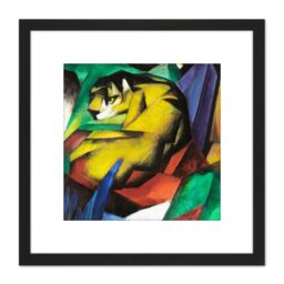 Artery8 Marc Franz The Tiger 8X8 Inch Square Wooden Framed Wall Art Print Picture with Mount in Black - thumbnail 1
