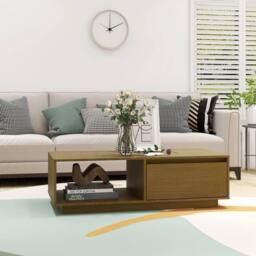 Berkfield Home Modern Coffee Table Honey Brown 110x50x33.5 cm Solid Pinewood - thumbnail 1