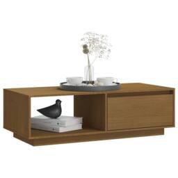 Berkfield Home Modern Coffee Table Honey Brown 110x50x33.5 cm Solid Pinewood - thumbnail 4