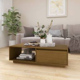 Berkfield Home Modern Coffee Table Honey Brown 110x50x33.5 cm Solid Pinewood - thumbnail 2