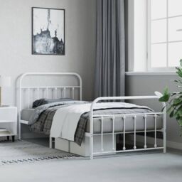 Berkfield Home Metal Bed Frame with Headboard & Footboard White 107x203 cm - thumbnail 4