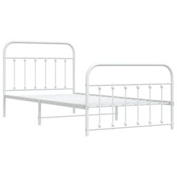 Berkfield Home Metal Bed Frame with Headboard & Footboard White 107x203 cm - thumbnail 5