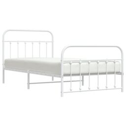 Berkfield Home Metal Bed Frame with Headboard & Footboard White 107x203 cm - thumbnail 3