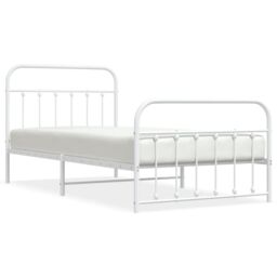 Berkfield Home Metal Bed Frame with Headboard & Footboard White 107x203 cm - thumbnail 2