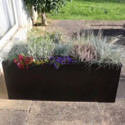 Woven Wood 100cm Zinc Galvanised Matte Black Trough Planter - thumbnail 6