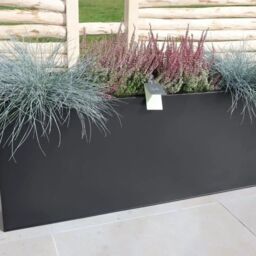 Woven Wood 100cm Zinc Galvanised Matte Black Trough Planter - thumbnail 9