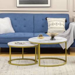 Wyld Haus Dividi Set of 2 Round Nesting Side Tables White & Gold Tone - thumbnail 8