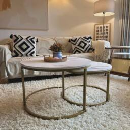 Wyld Haus Dividi Set of 2 Round Nesting Side Tables White & Gold Tone - thumbnail 9