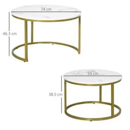 Wyld Haus Dividi Set of 2 Round Nesting Side Tables White & Gold Tone - thumbnail 4
