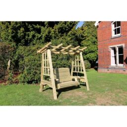 Churnet Valley Garden Furniture Ltd Pergola Swinging Seat Hammock with Trellis - Minimal Assembly Required in Brown - thumbnail 3