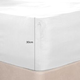 OHS Plain Bed Sheet Microfibre Deep Fitted Soft in White - Size: Single