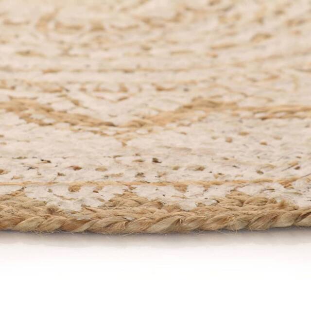 Berkfield Home Beautiful Area Rug Braided Jute Printed 150 cm Round in Beige - Size: 100 cm diameter - image 1