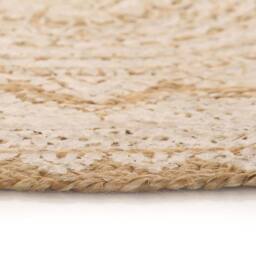 Berkfield Home Beautiful Area Rug Braided Jute Printed 150 cm Round in Beige - Size: 100 cm diameter - thumbnail 1
