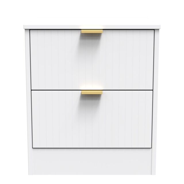 Ready Assembled 2 U Denver 2 Drawer Bedside (Ready Assembled) in White - Size: Small - image 1