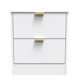 Ready Assembled 2 U Denver 2 Drawer Bedside (Ready Assembled) in White - Size: Small
