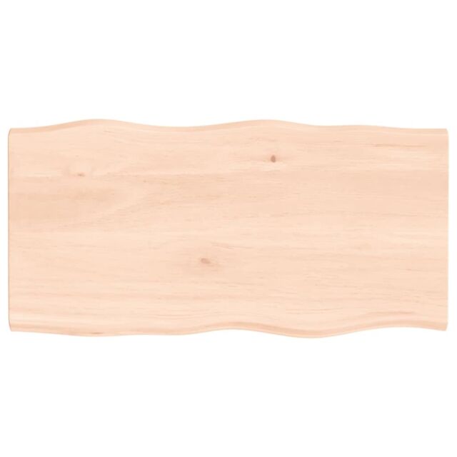 Berkfield Home Table Top 80x40x2 cm Untreated Solid Wood Oak Live Edge in Brown - Size: 80 x 40 x 2 cm - image 1