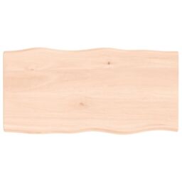 Berkfield Home Table Top 80x40x2 cm Untreated Solid Wood Oak Live Edge in Brown - Size: 80 x 40 x 2 cm - thumbnail 1