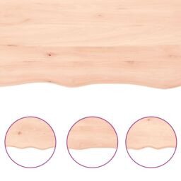 Berkfield Home Table Top 80x40x2 cm Untreated Solid Wood Oak Live Edge in Brown - Size: 80 x 40 x 2 cm - thumbnail 3