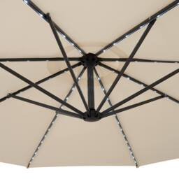 Monstershop LED Cantilever Parasol 3m With Square Base - Cream in Beige - thumbnail 7