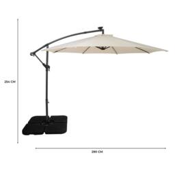 Monstershop LED Cantilever Parasol 3m With Square Base - Cream in Beige - thumbnail 5