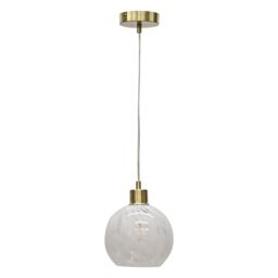 First Choice Lighting Confetti - Glass Globe with Satin Brass Pendant Fitting in White - thumbnail 2